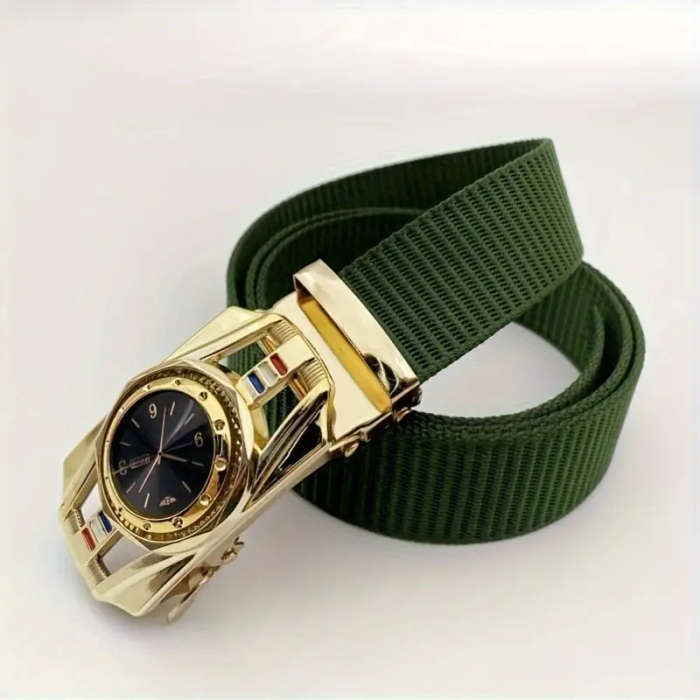 Men's Casual Outdoor Belt With Dial Design Grey
