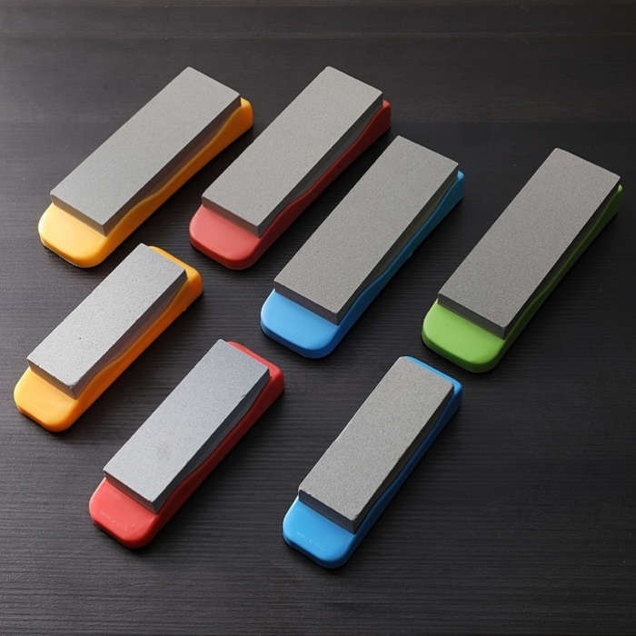 1pc Diamond Whetstone Knife Sharpener Double-Sided High Hardness Non-Slip Plastic Base Manu
