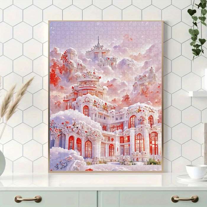 1000pcs Snowy Fantasy Castle Jigsaw Puzzle Large Paper Puzzle for Adults Family In