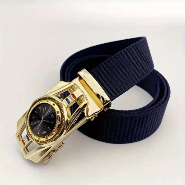 Men's Casual Outdoor Belt With Dial Design Grey
