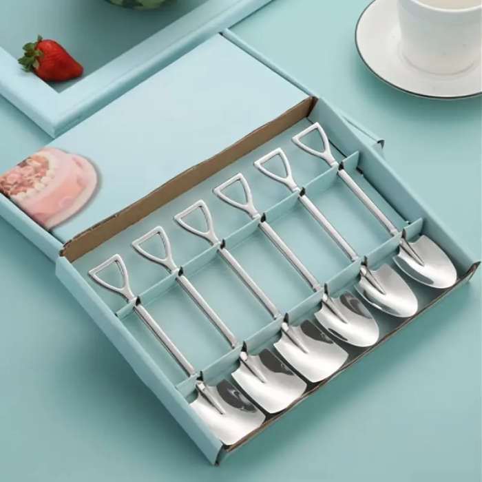 Set Of 6 Stainless Steel Dessert Spoons