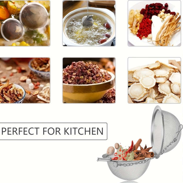 1pc 304 Stainless Steel Seasoning Strainer Ball Tea Infuser with Chain Hook Soup Seasoning Filter