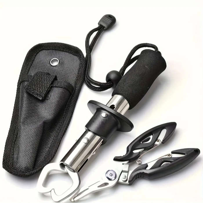 2pcs Set Stainless Steel Fishing Pliers Multifunctional Angler's Tool Set with Long Handle Fish Grip