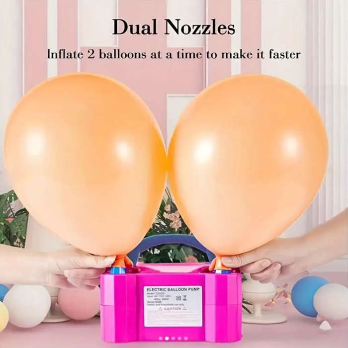 Electric Balloon Pump, Portable Dual Nozzle Inflator, 600W Balloon Blower Machine for Party Decorati