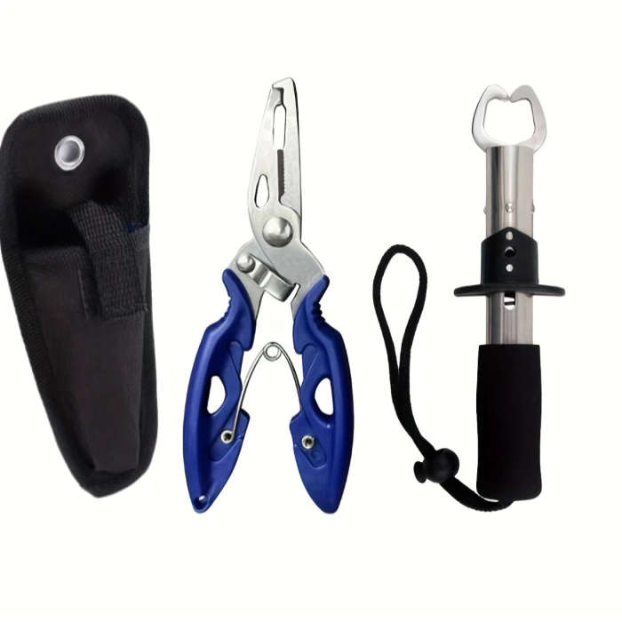 2pcs Set Stainless Steel Fishing Pliers Multifunctional Angler's Tool Set with Long Handle Fish Grip