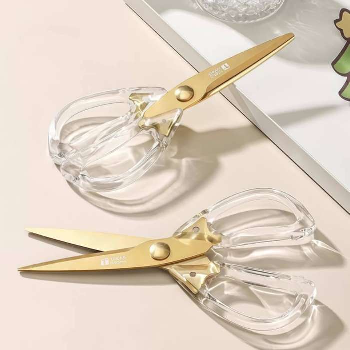 1pc Transparent Handle Kitchen Scissors Ergonomic Rust-Proof Sharp Meat Scissors Outdoor E