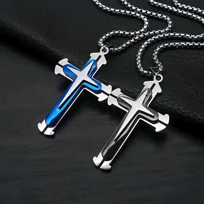 1 Piece Blackx2 Add Bluex2 Jesus Theme Pendant