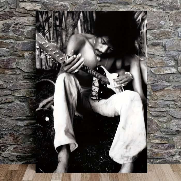 1pc  Frameless Jimi Hendrix Canvas Poster Black White Vintage Rock Art 30.48x45.72 cm Music