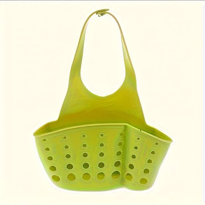 1pc-Solid Color Simple Silicone Sink Openwork Cutlery Rag Brush PVC Drain Storage Basket Butto