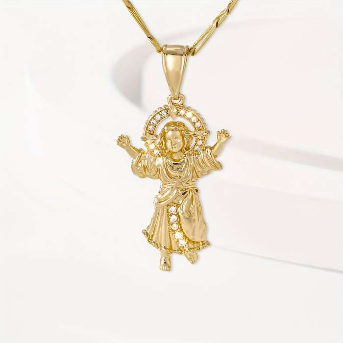 1 Piece Golden Yellow White Jesus Theme Pendant