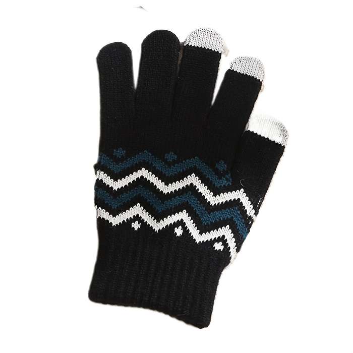 1 Pair Black Warm Gloves