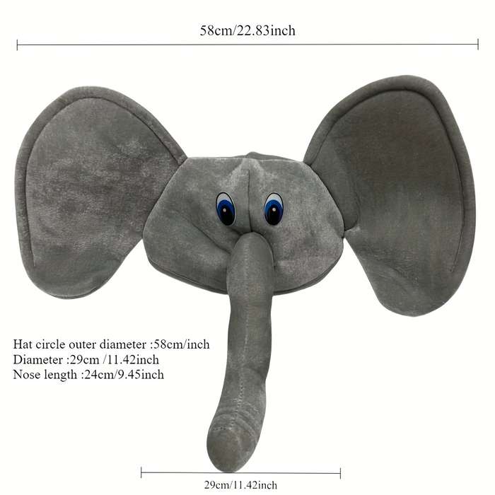 1pc Gray Elephant Hat with Blue Eyes Fun Festive Accessory for Parties Celebrations and Stage