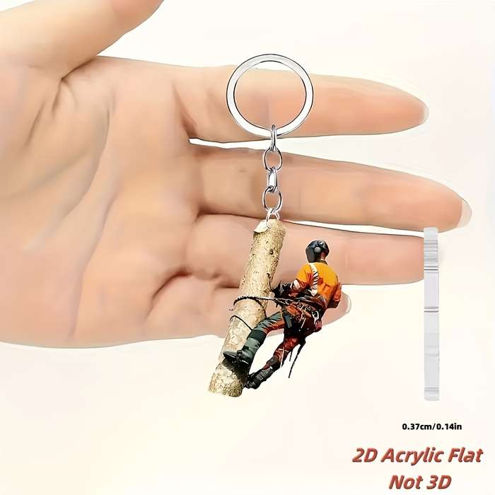 1pc 2D Flat  Acrylic Lumberjack Keychain Waterproof Durable Ideal Gift for Family and Friends U