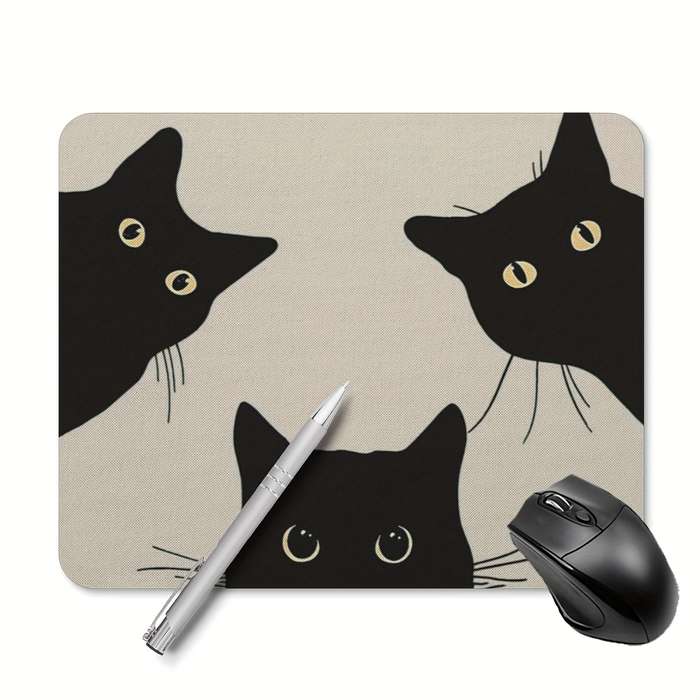 1pc of Three Black Cat Game Mouse Pads Rectangular Mouse Pads for Women and Girls w