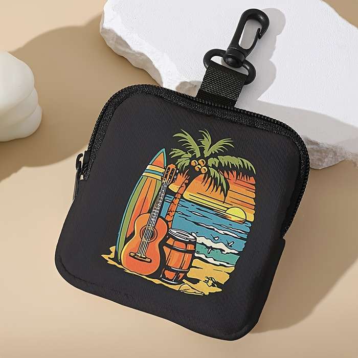 1pc 1pc Heat Wave Summer Sea Beach Pattern Large Capacity Coin Wallet Fashion Simple Digital Prin