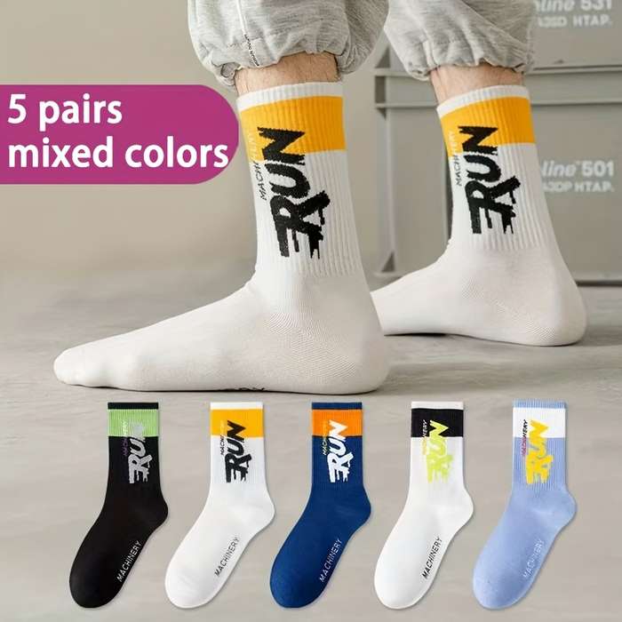 5 Pairs Mixed Color One Size High Elastic Socks