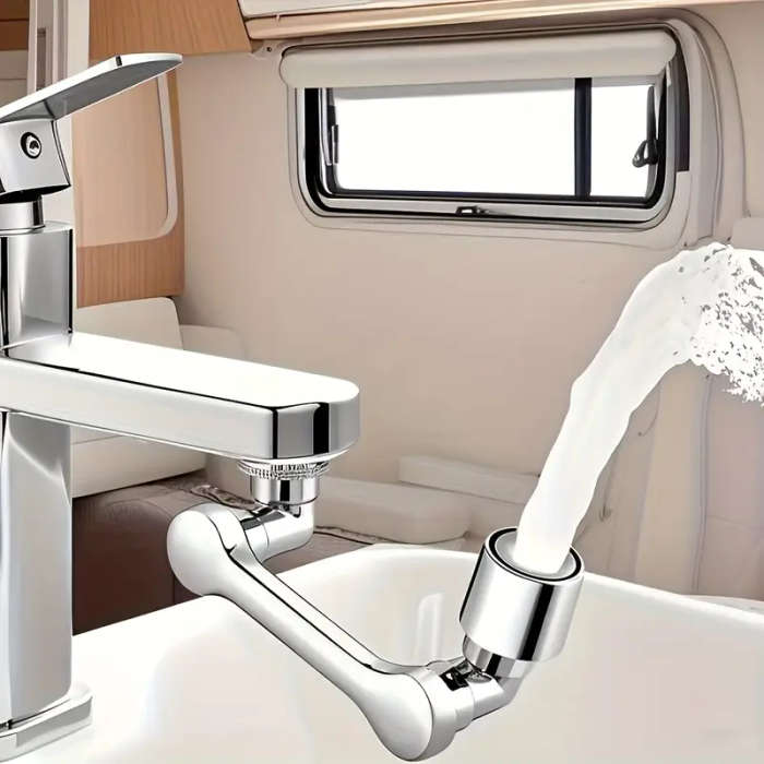 1080° Swivel Bathroom Faucet Nozzle In Silver Design