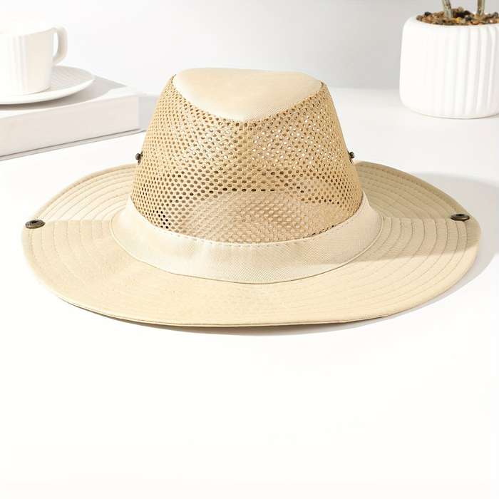 1pc Casual Mountaineering Hat for Men with Large Brim Outdoor Sun Protection Fishing Fisherman