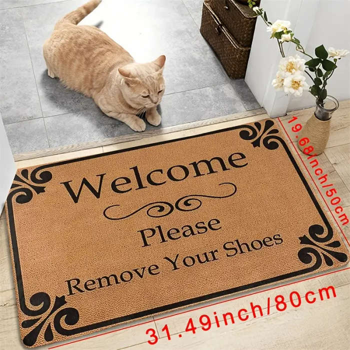 1pc Boho Chic Brown Welcome Door Mat Machine Washable Non-Slip Lightweight Dirt-Resistant Polyester