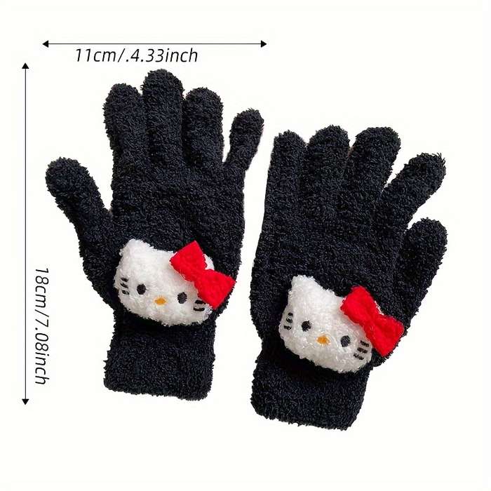 1 Pair Black One Size Warm Gloves