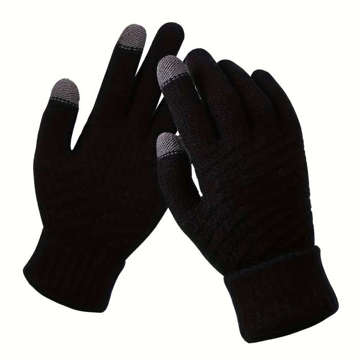 1 Pair Black Winter Warm Knitted Gloves Warm Gloves