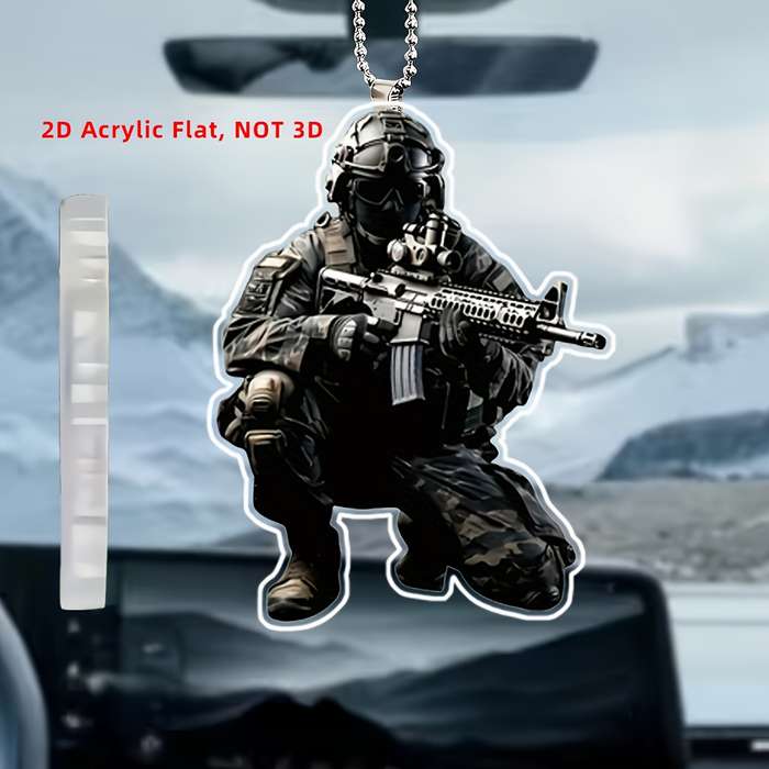 1pc 2D Flat  Men'S and Women'S Keychain Holiday Ornament Flat Acrylic Special Forces Soldier Car Re