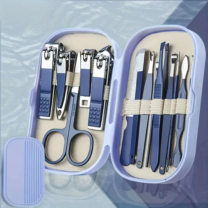 14pcs Stainless Steel Manicure and Pedicure Set Nail Clippers Grooming Tools with Portable Case Alco