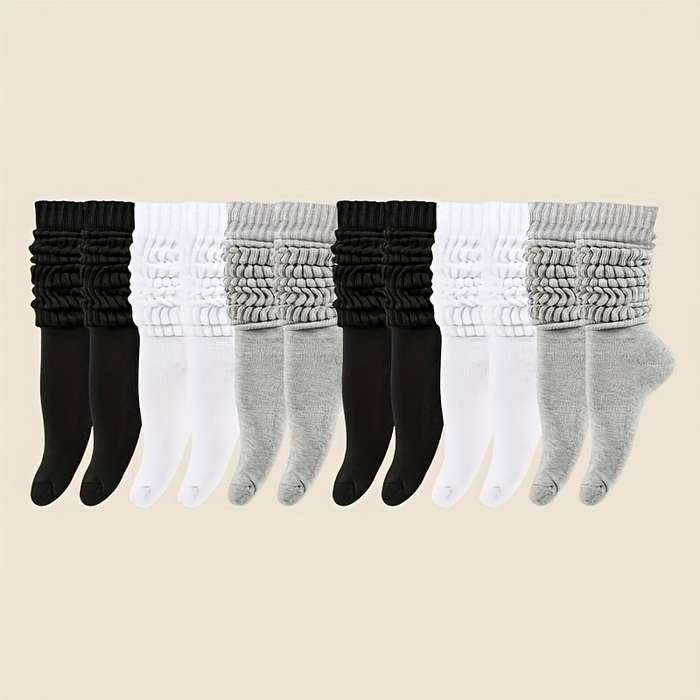 1 Pair Random Color Solid Color One Size High Elastic Socks