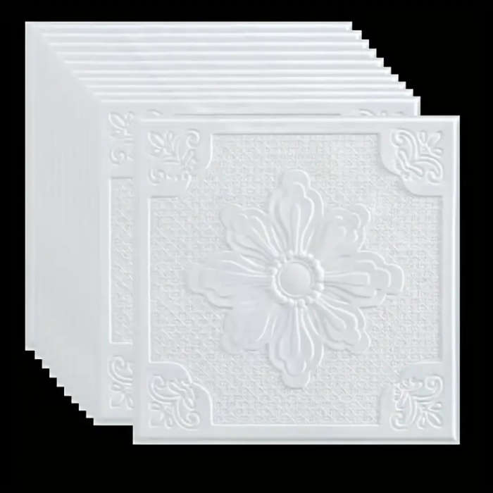 40pcs Elegant White 3D Floral and Geometric Pattern Wall Stickers