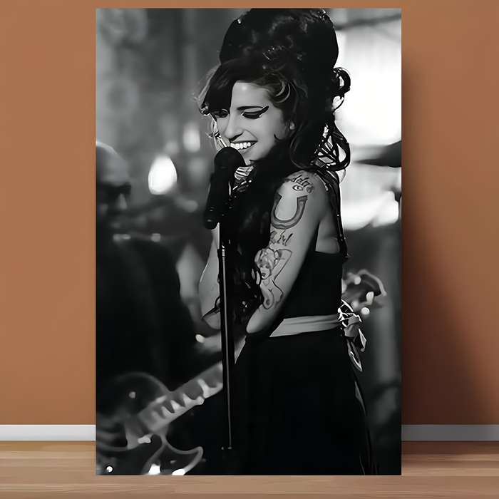 1pc 30.48x45.72 cm Frameless Pop Star Canvas Wall Art Black White Music Poster with Vibrant Per