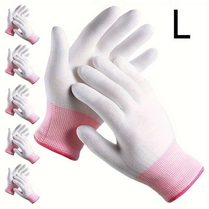 6 Pairs Pink Size L Multi Purpose Work Gloves
