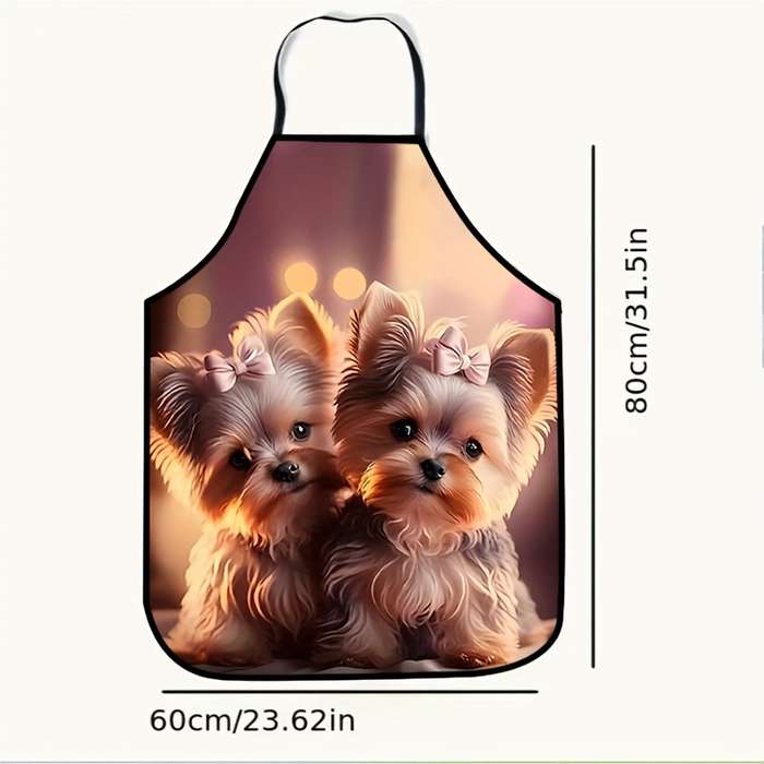 1pc Pet Dog Print Polyester Apron Sleeveless Colorful Kitchen Cleaning Bib