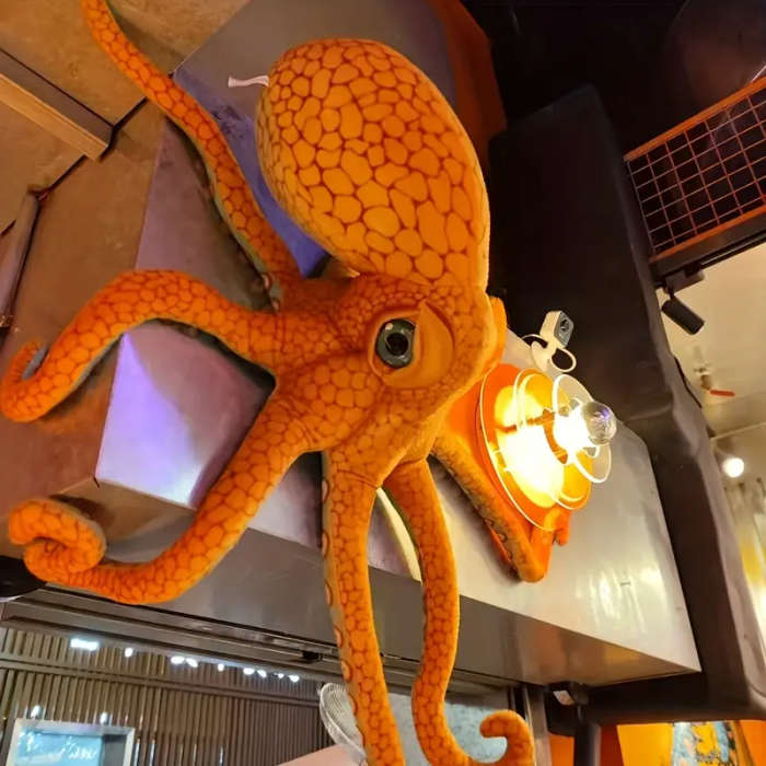 Bright Orange And Blue Octopus Plush Toy