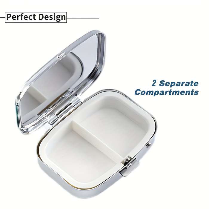 1pc Wolf Family Metal Pill Box C Portable Decorative Organizer with Realistic Wolf Artwork Com