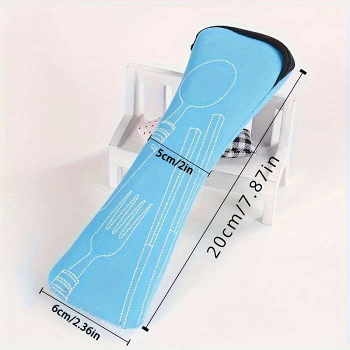 1pc Cutlery Storage Box Leak-proof Rust-proof Portable Utensil Bag with Zipper Perfect for Camping