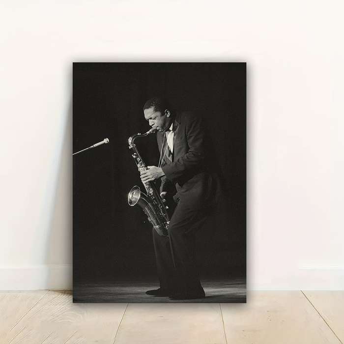 1pc  Frameless Star Art Deco Canvas Wall Art John Coltrane Jazz Poster Black White Saxophone