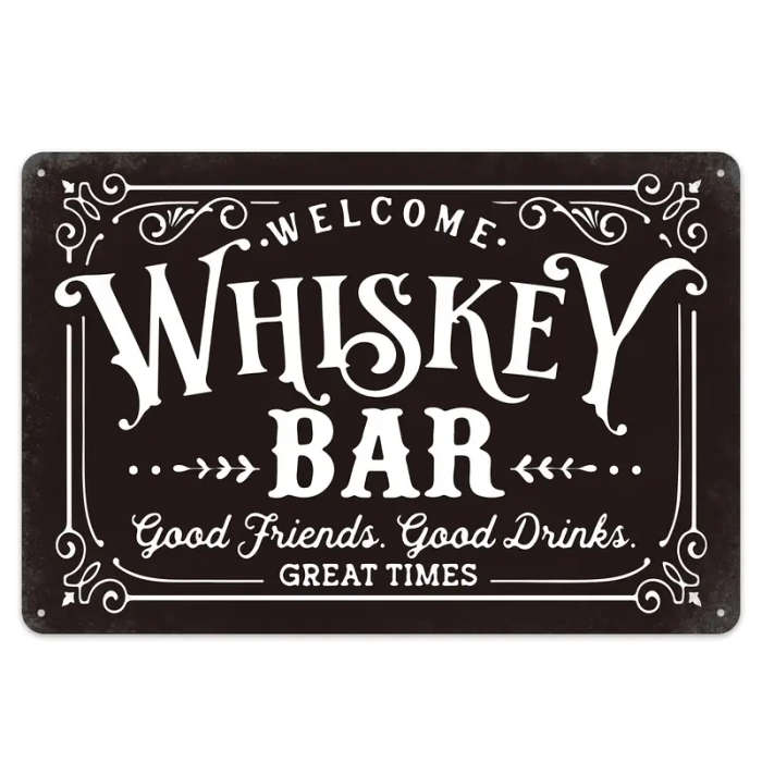 Whiskey Bar Vintage Metal Sign Waterproof and Weather Resistant Dad's Bar Wall Decor for Home Garden