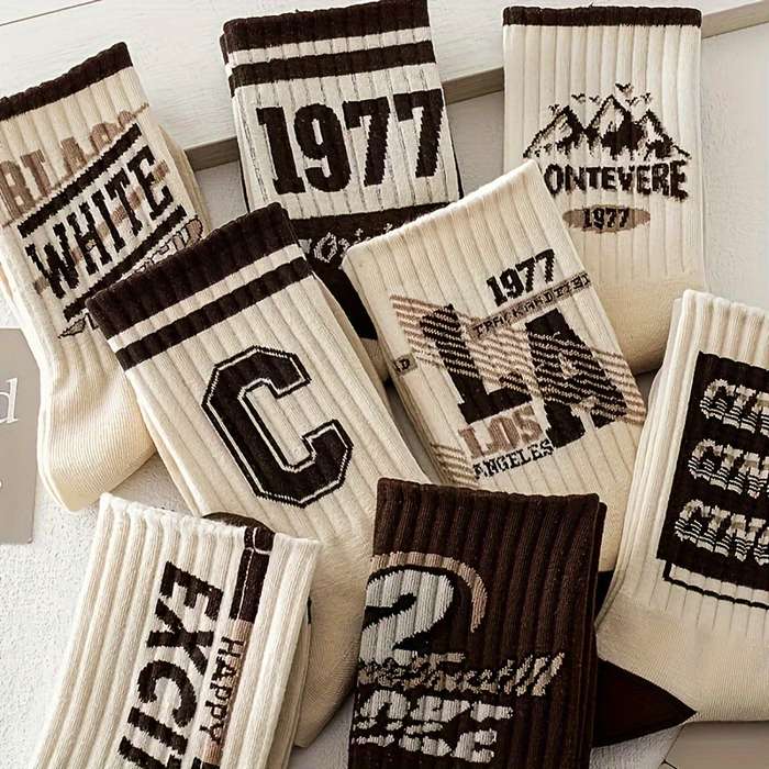8 Pairs Of Coffee Color Mid Calf Socks Sock One Size