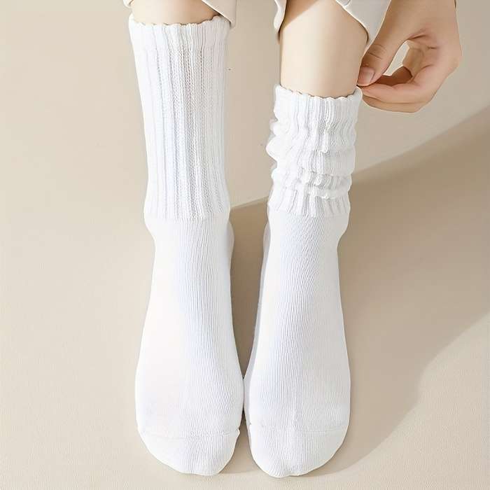 1 Pair Random Color Solid Color One Size High Elastic Socks