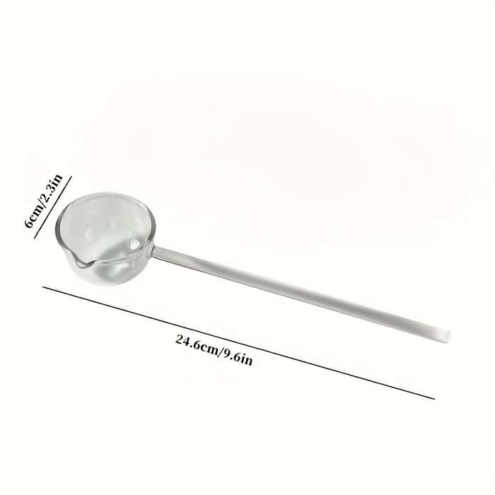 1pc Colorful Transparent Long Handle Glass Spoon High Borosilicate Heat Resistant Dessert Spoon