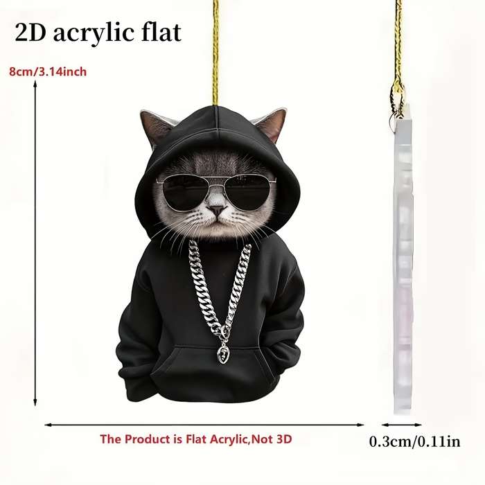 1pc 2D Flat  A Cute  Cartoon Black Cat Acrylic Pendant Perfect As a Gift Suitable for Rearview