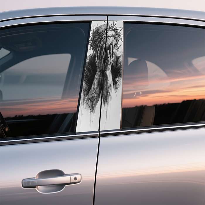 2PCS Set Left And Right Jesus Christian Themed Stickers