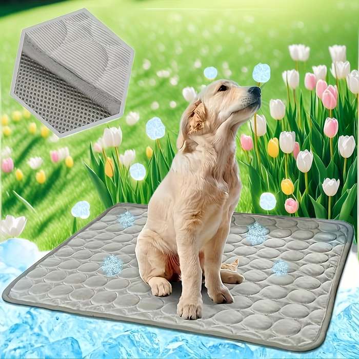 1PC Pet Mat Ice Sliky Fiber Fabric Cooling Mat Coffee Color Size M 60x50cm 150g