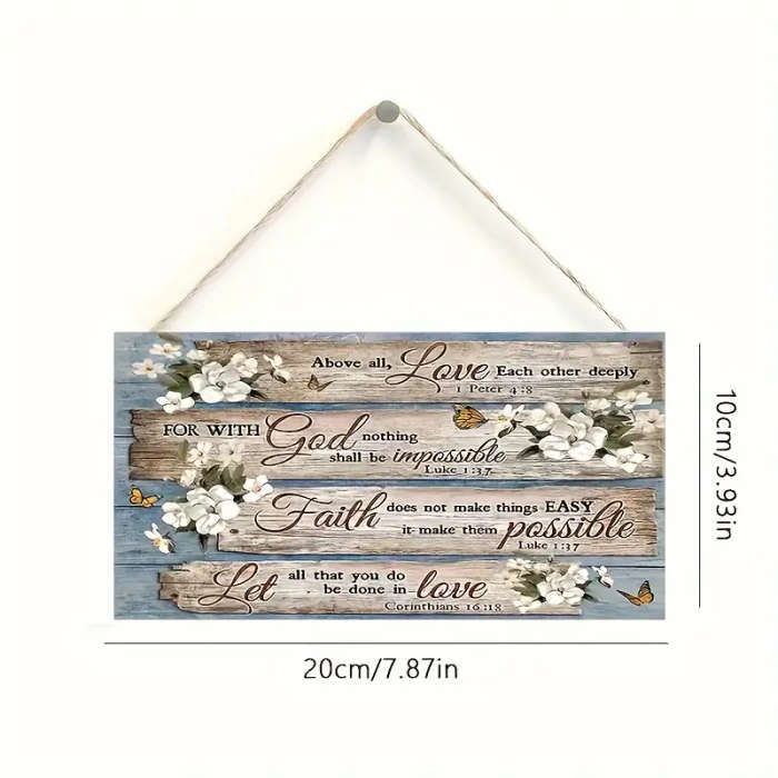1pc Inspirational Scripture Verses with Floral Wood Wall Art Ideal for Home Living Room Bedroom Dec