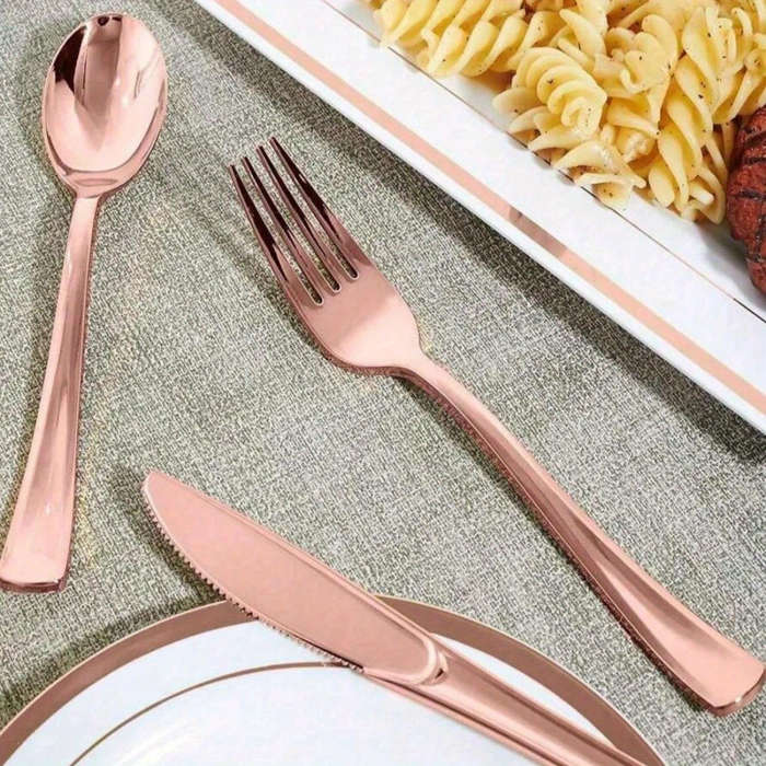 75pcs Rose Golden Cutlery Set