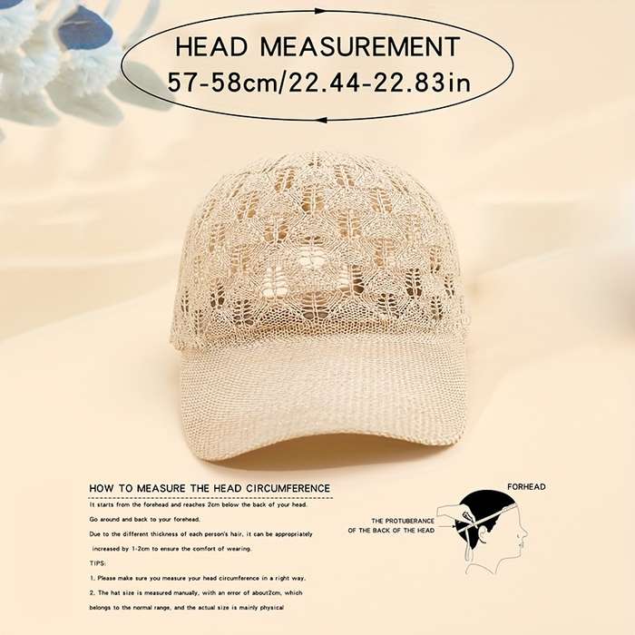 1pc Breathable Mesh Baseball Cap for Women Adjustable Lightweight Stylish Sun Hat with Hollow-