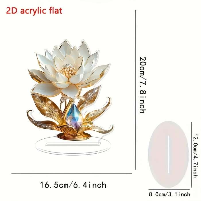 1pc 2D Flat  Elegant  Acrylic for Lotus Flower Display Stand Bohemian Style Desktop Decor with