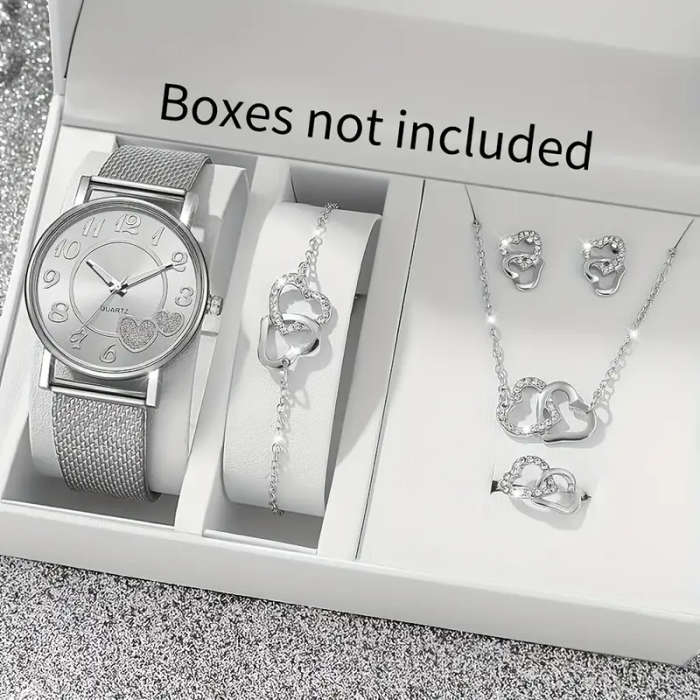 Fashionable 6-Piece Digital Dial Women's Quartz Watch Set