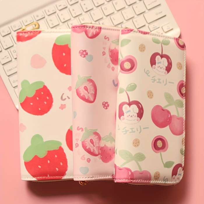 1pc Fruit Pattern Zipper Wallet Large Capacity Multi-Card Slot Lightweight Synthetic Faux Leat