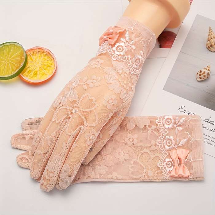 1 Pair Grey Lace Sunshade Gloves